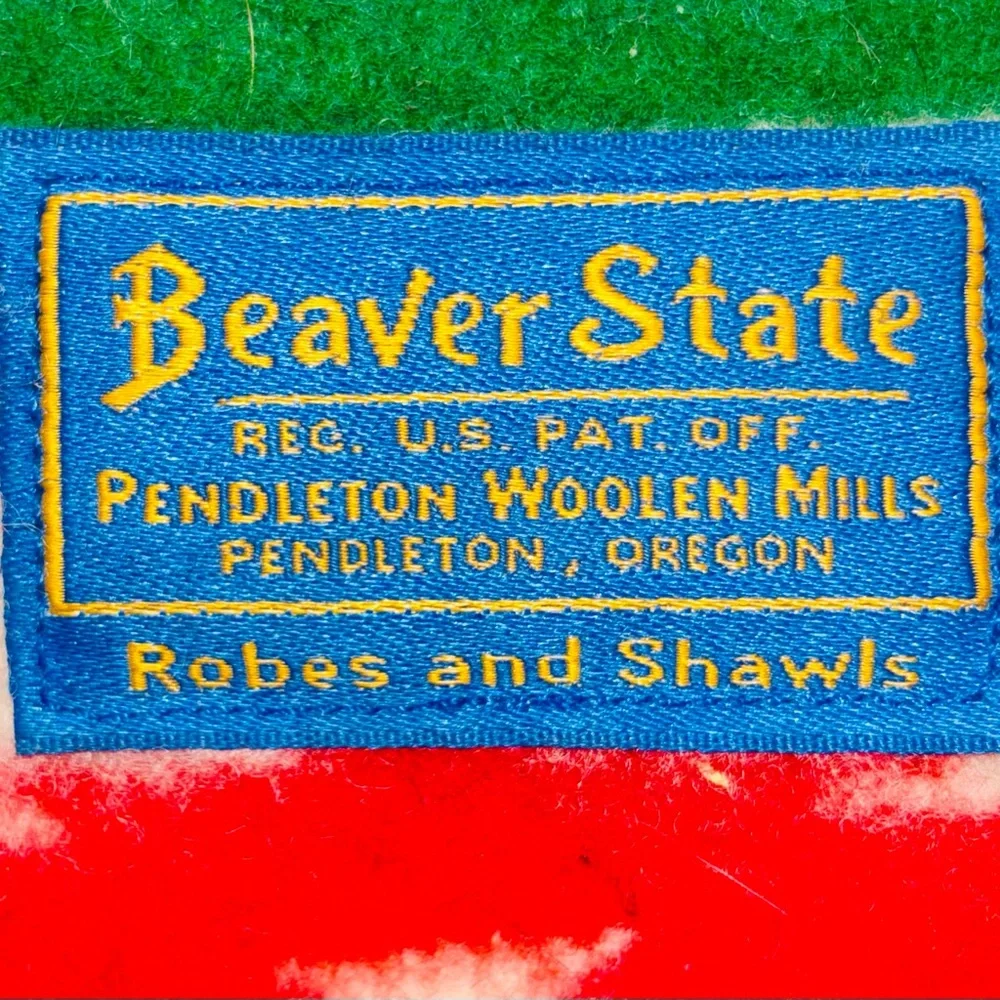 PENDLETON Beaver State 60s Reversible Chief Joseph 32”x42” Wool Fringe Blanket